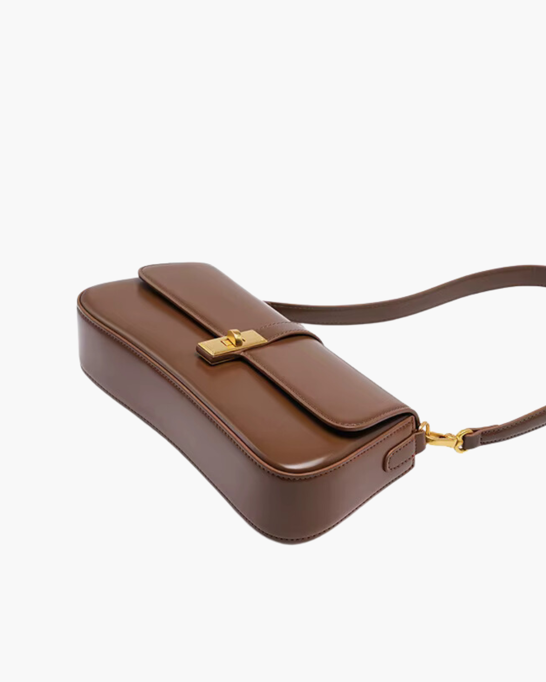 Bruine Leren Schoudertas voor Dames