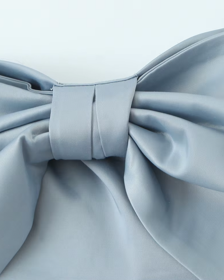 Elegante Tweedelige Set met Strik Top en Wijde Pijpen Broek
