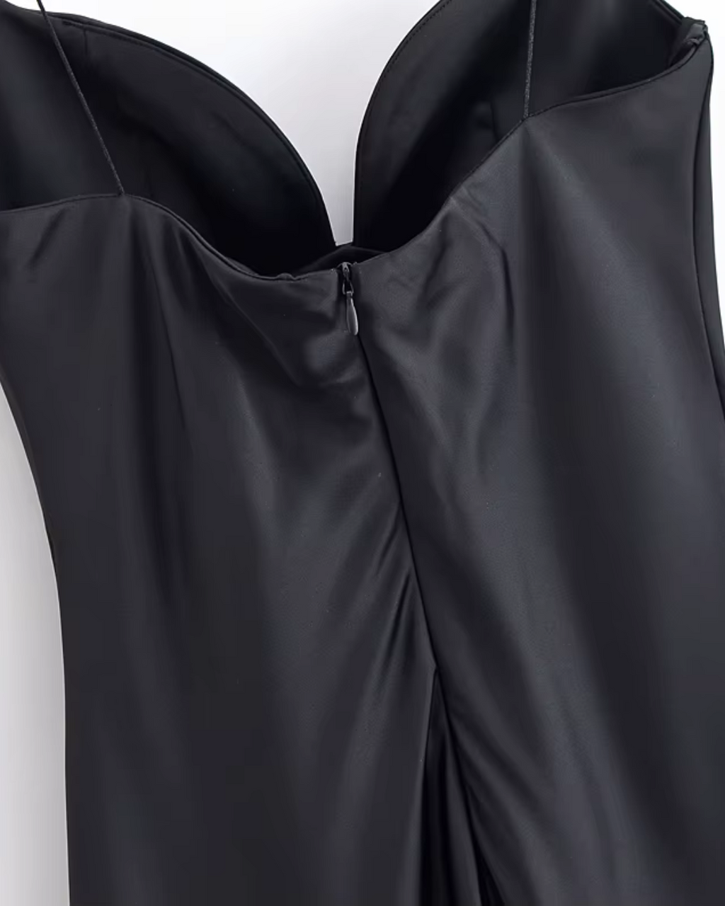 Zwarte Satijnen Jarretel Jurk voor Dames