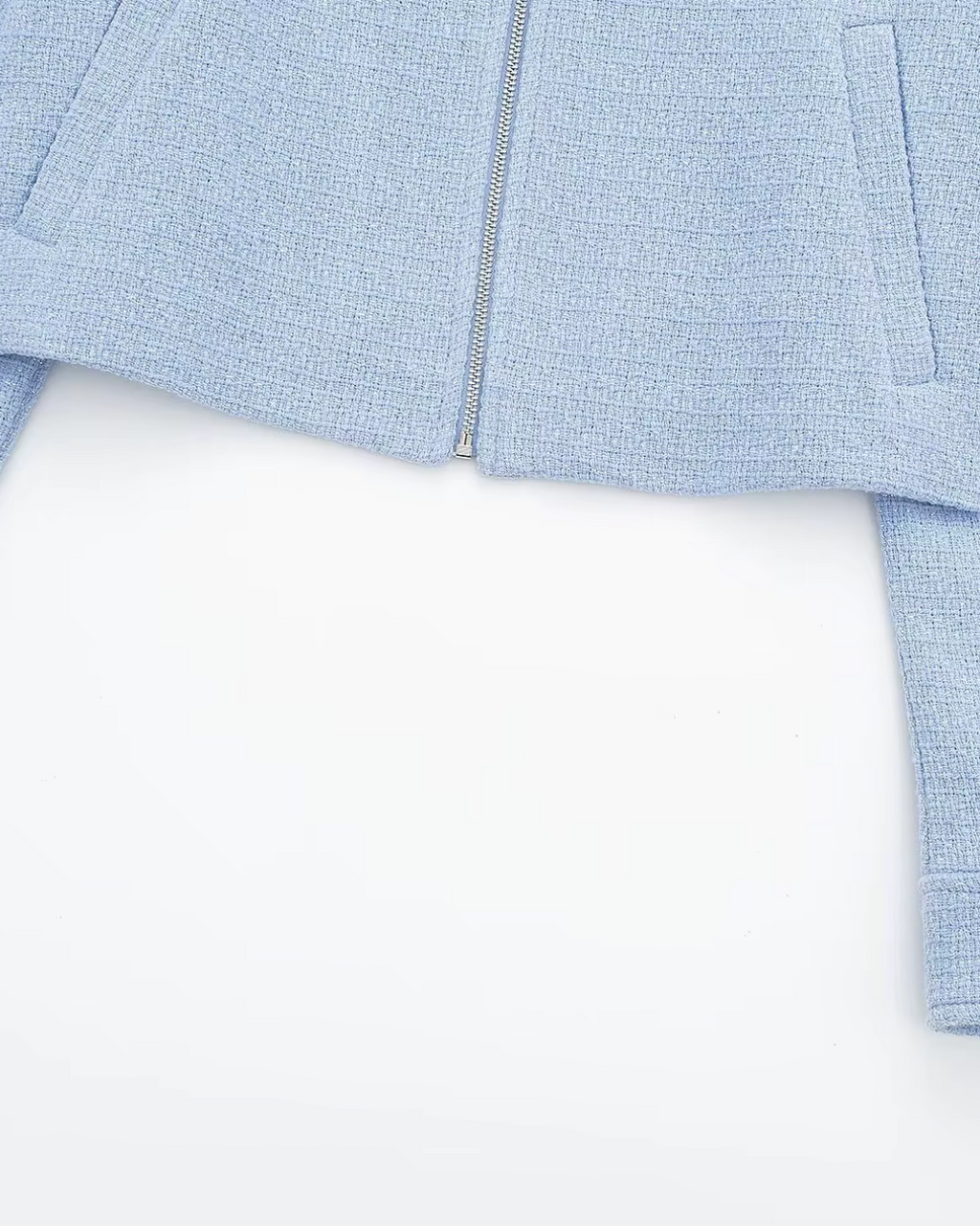 Chique Korte Jas met Rits en Zakken in Blauw voor Dames