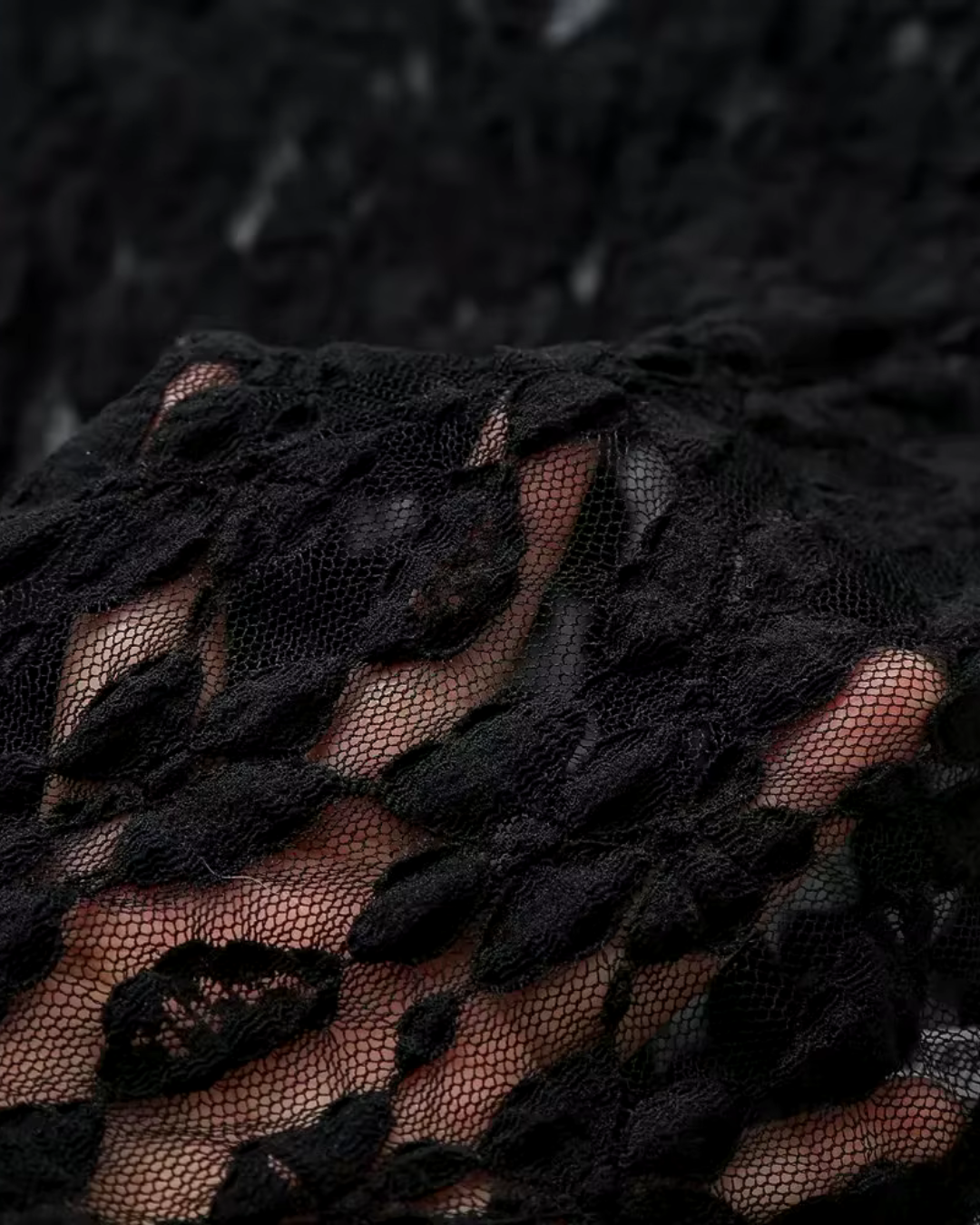 Gebloemde Zwarte Kanten Top en Broek Set voor Dames