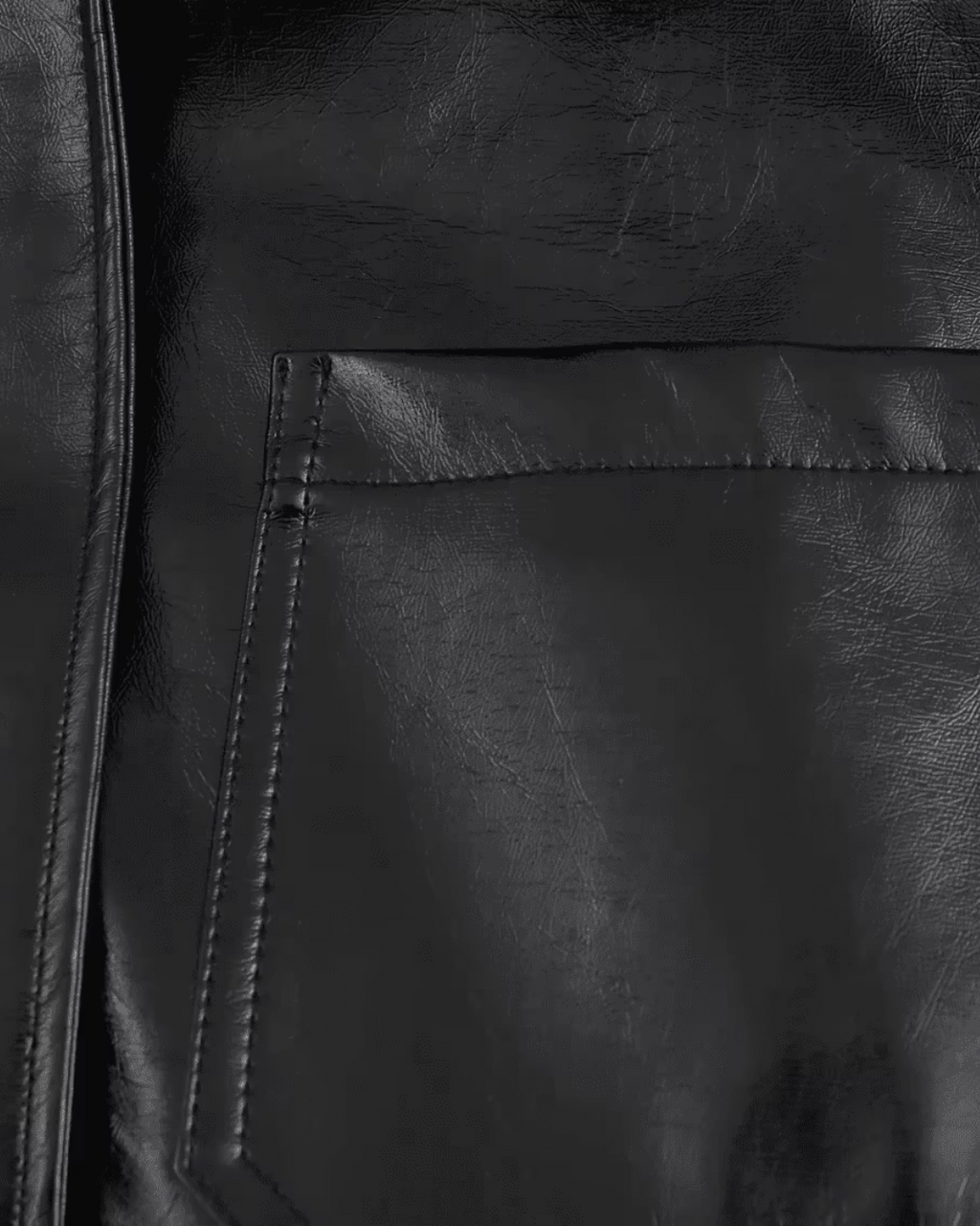 Stijlvolle Zwarte Diervriendelijke Leren Jas voor Dames