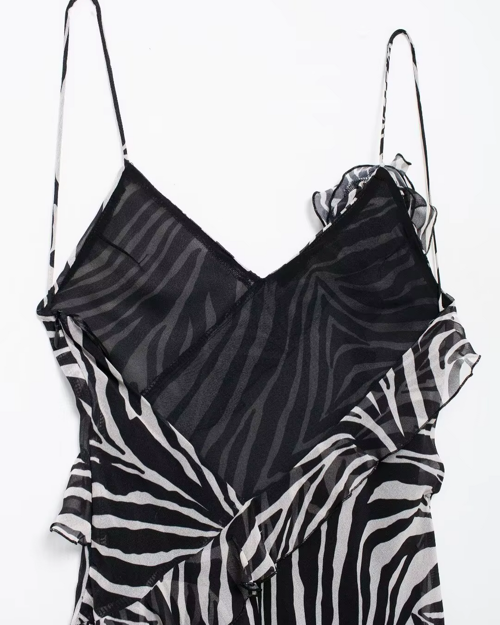 Vintage Cami Jurk met Bloemen en Zebra Print voor Dames