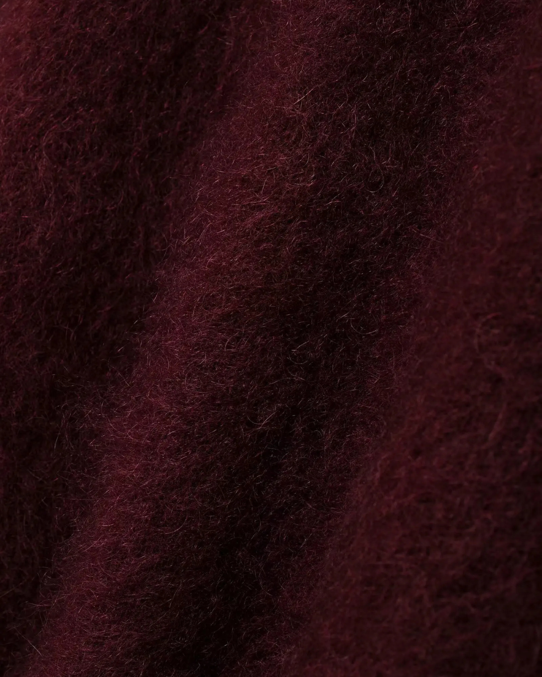 Bordeaux Rode Warme Losse Fuzzy Trui voor Dames