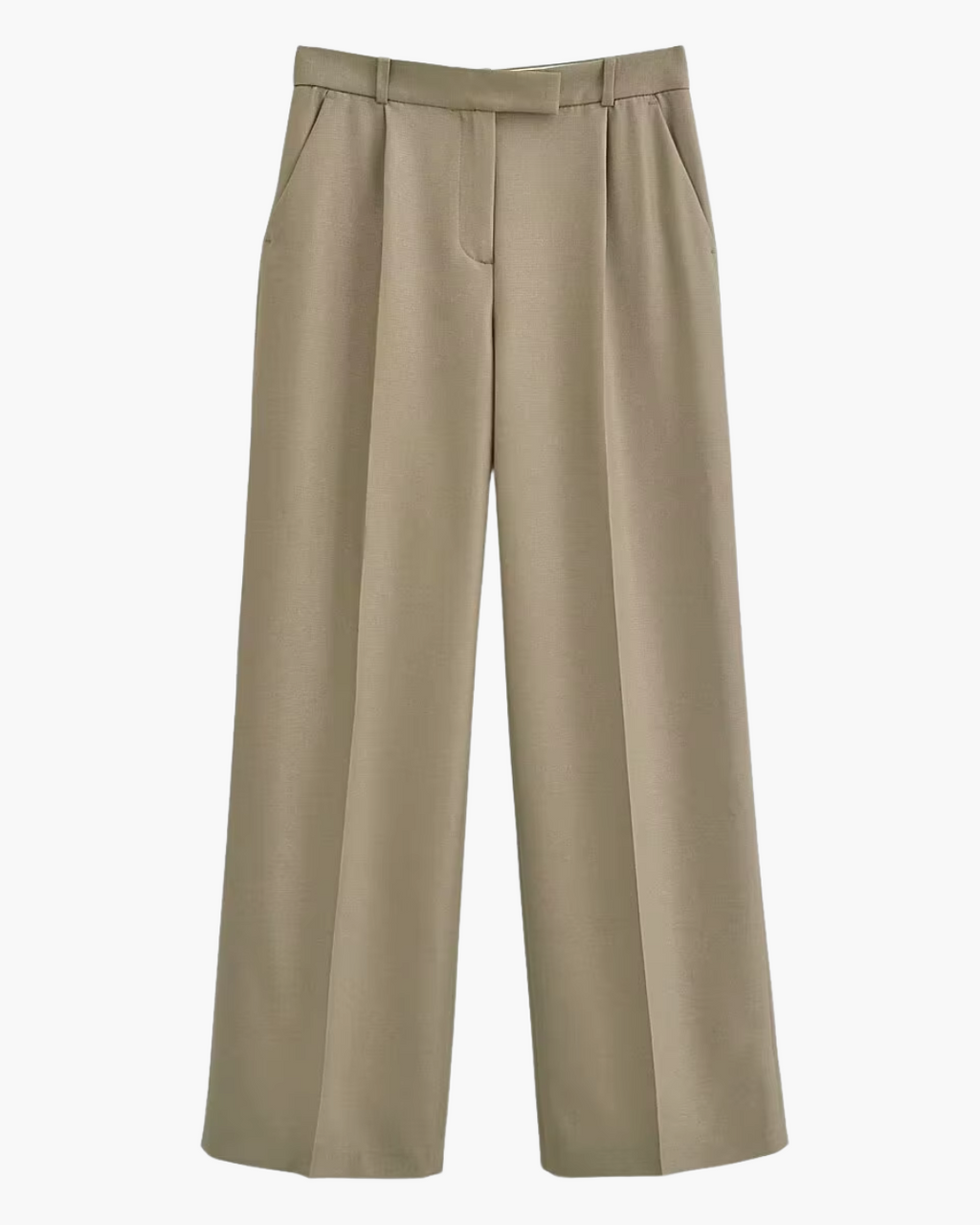 Stijlvolle Chique Beige Blazer en Wijde Pijpen Broek Set voor Dames