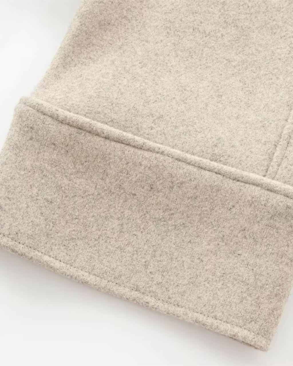 Effen Beige Losse Vilten Jas met Knopen voor Dames