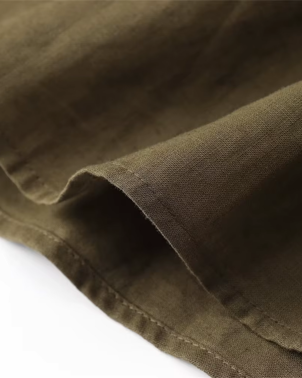 Leger Groene Linnen Mix Midi Jurk voor Dames