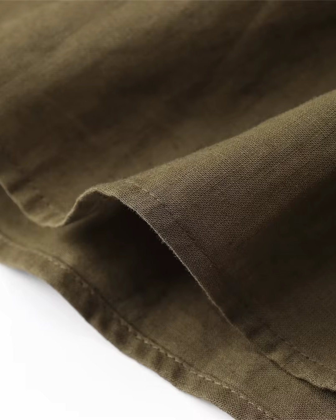 Leger Groene Linnen Mix Midi Jurk voor Dames