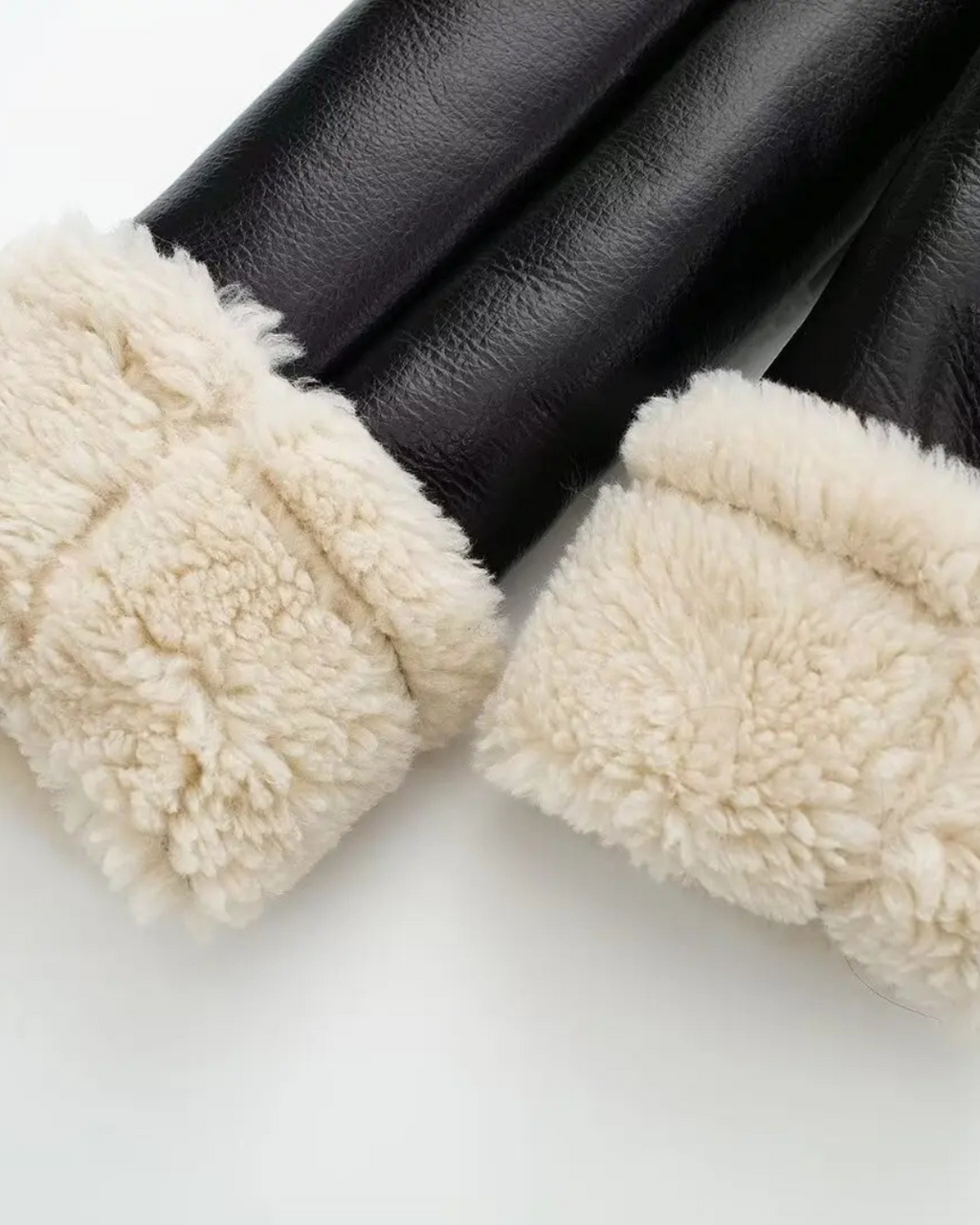 Vintage Kunstleren Jas met Revers en Lange Mouwen voor Dames