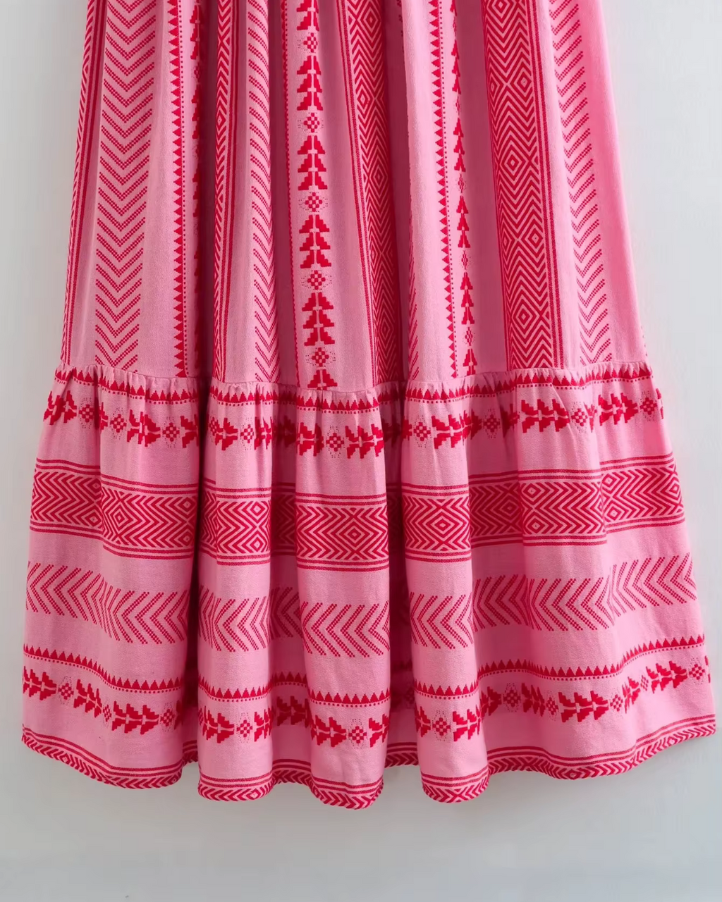 Vintage Roze Boho Lange Maxi Jurk voor Dames