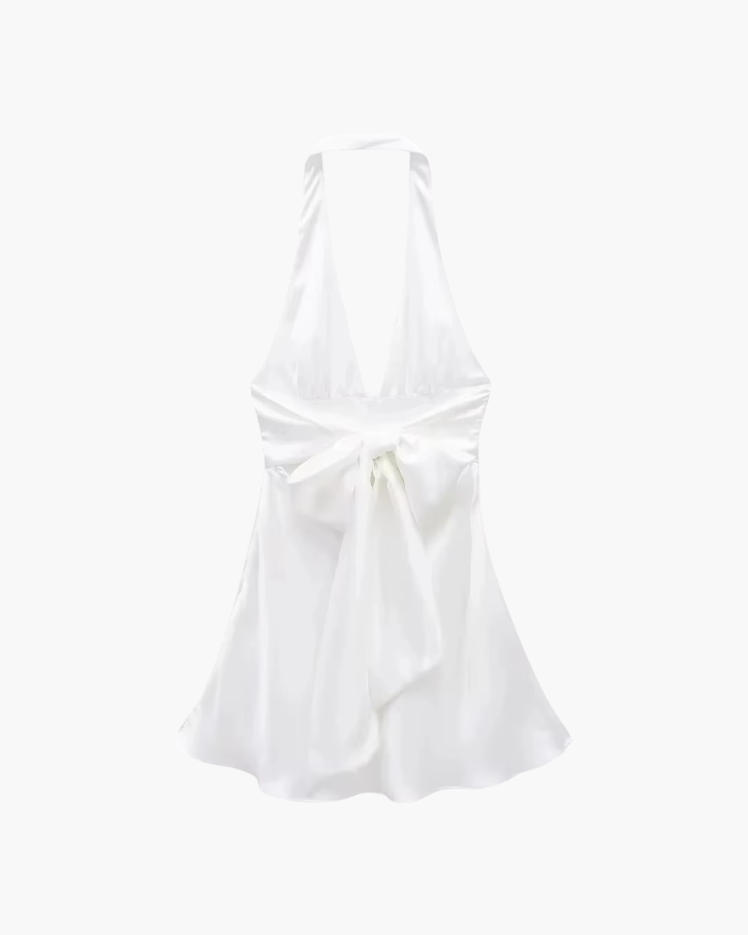 Satijnen Halter Mini-Jurk met Rugstrik voor Dames