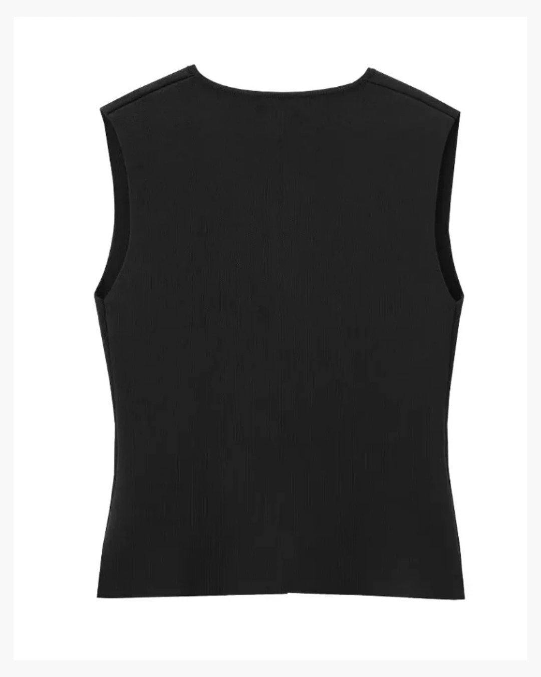 Gebreid Mouwloos V-Hals Vest met Gouden Knopen voor Dames