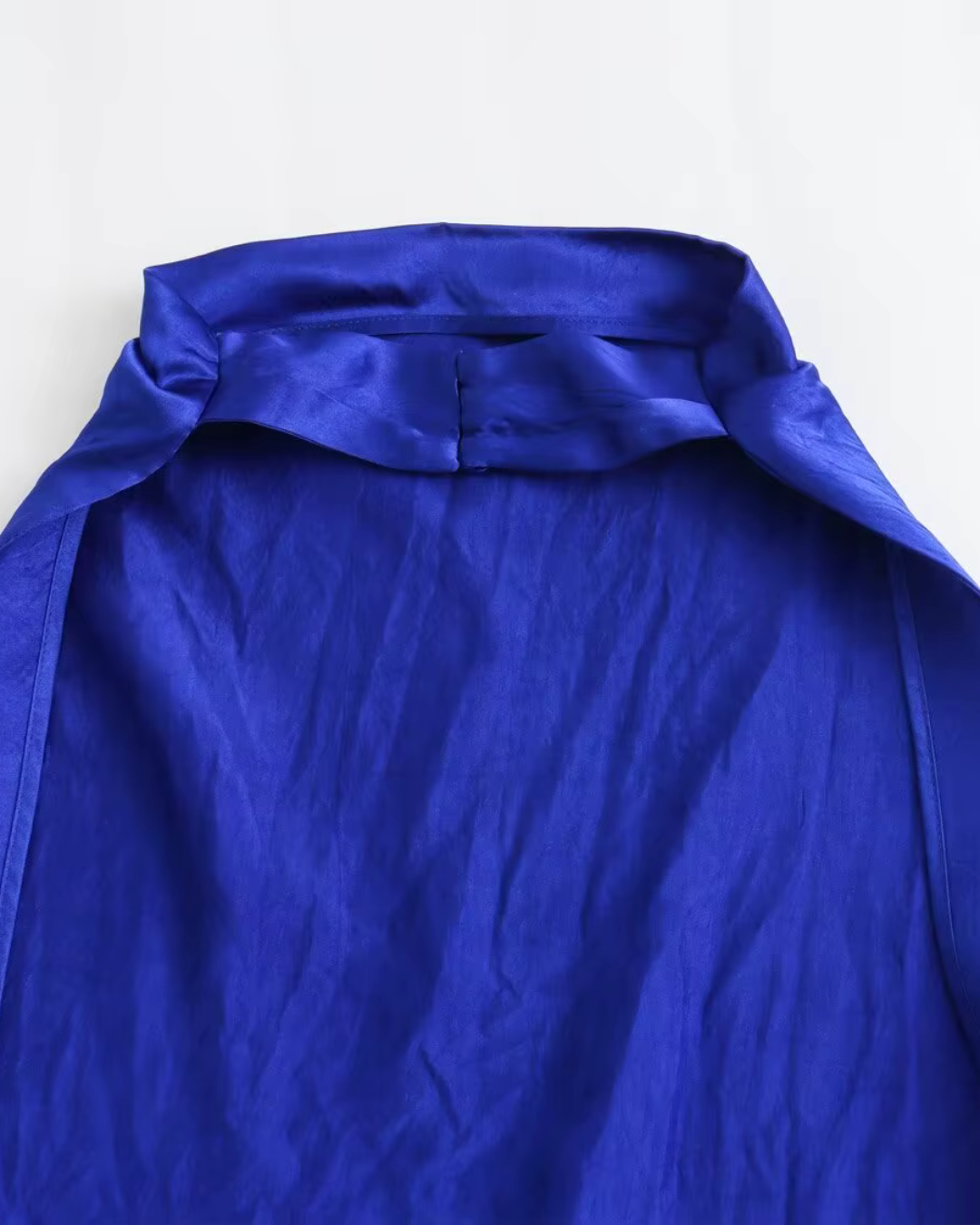 Blauwe Rugloze Satijnen Halter Jurk voor Dames