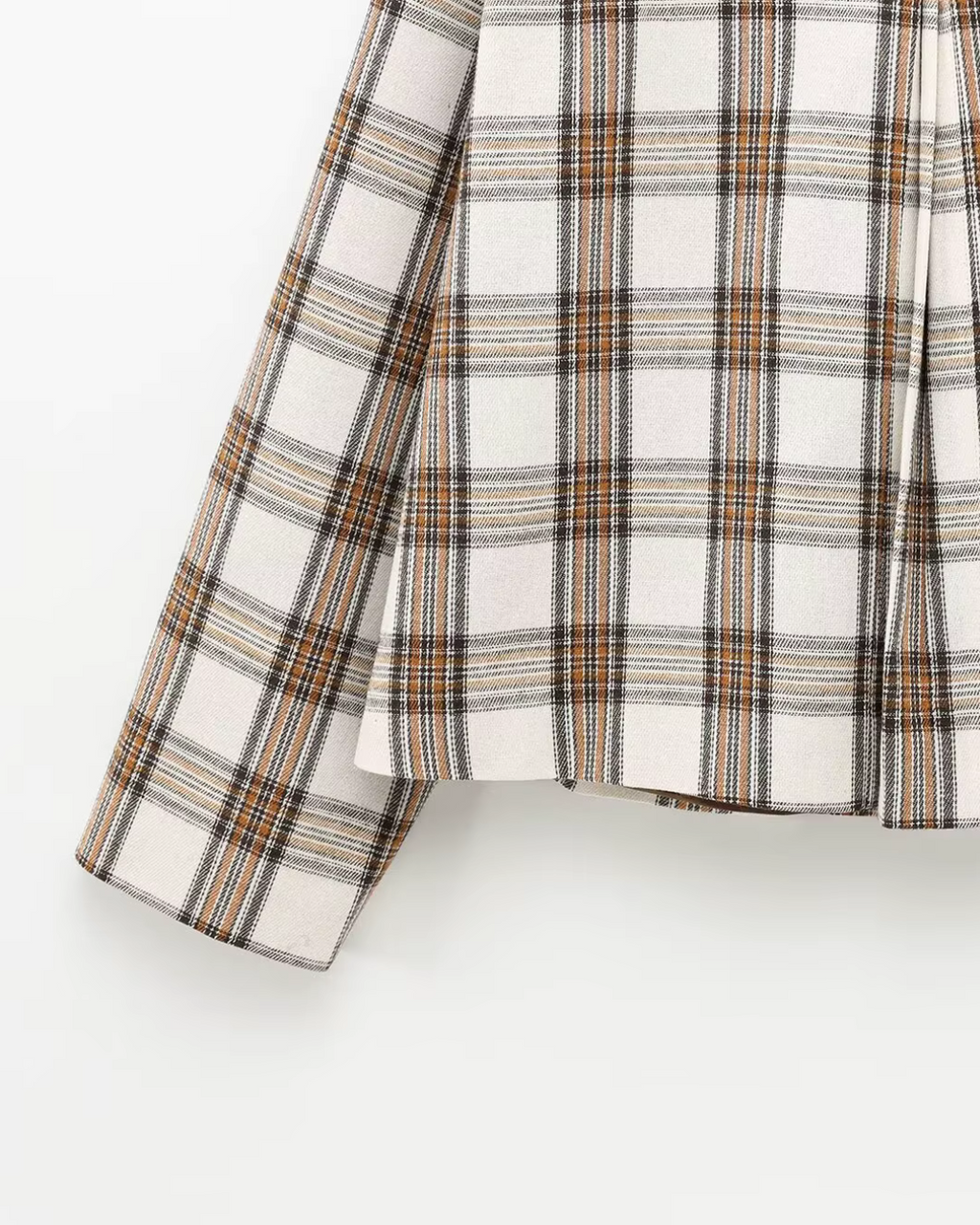 Voorjaarsjas met Ruiten en Lange Mouwen met Kraag en Ritssluiting voor Dames