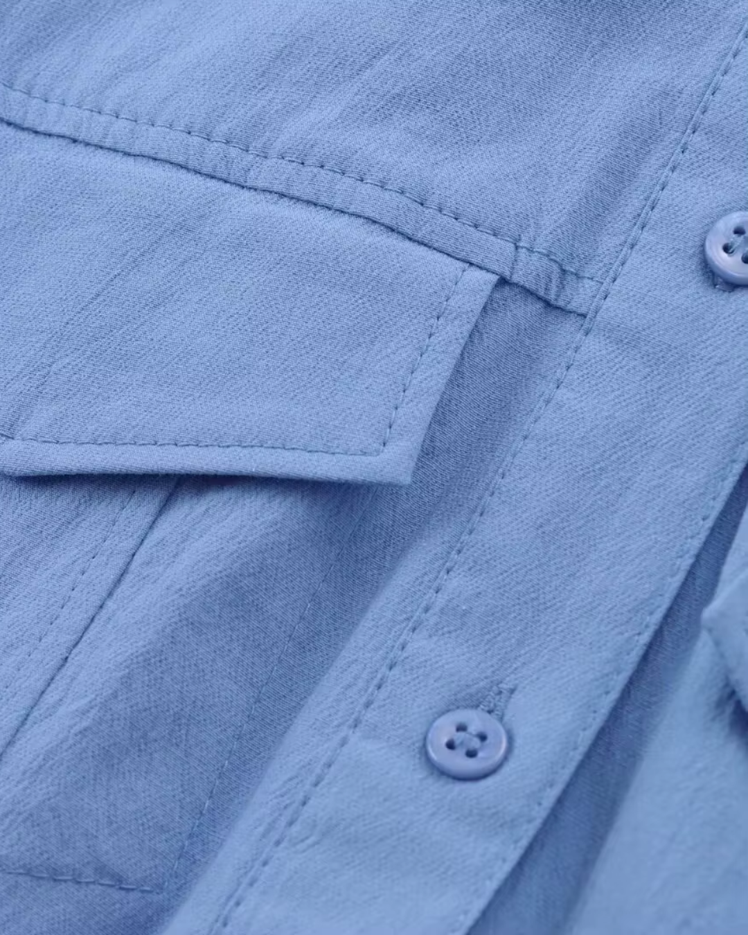 Lange Maxi Jurk met Kraag en Borstzakken met Riempje voor Dames