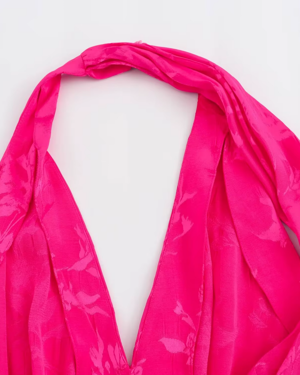 Elegante Satijnen Jacquard Nekjurk Rugloos voor Dames