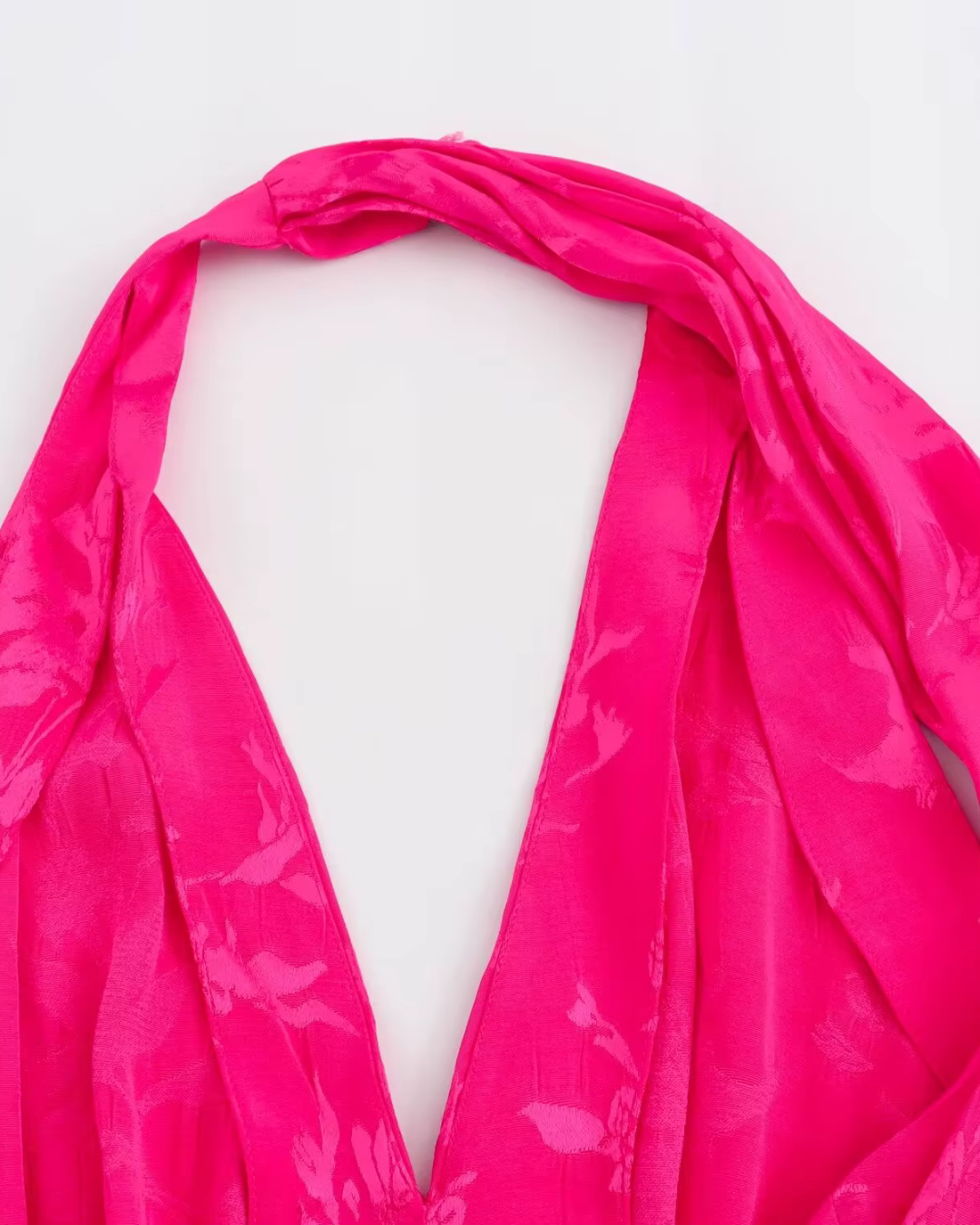 Elegante Satijnen Jacquard Nekjurk Rugloos voor Dames