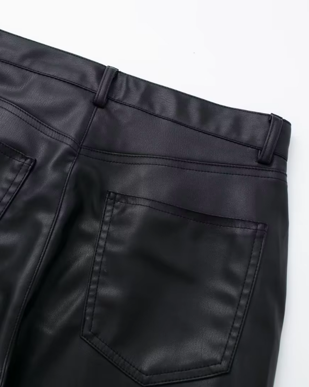 Hoge Taille Kunstleren Broek met Wijde Pijpen voor Dames