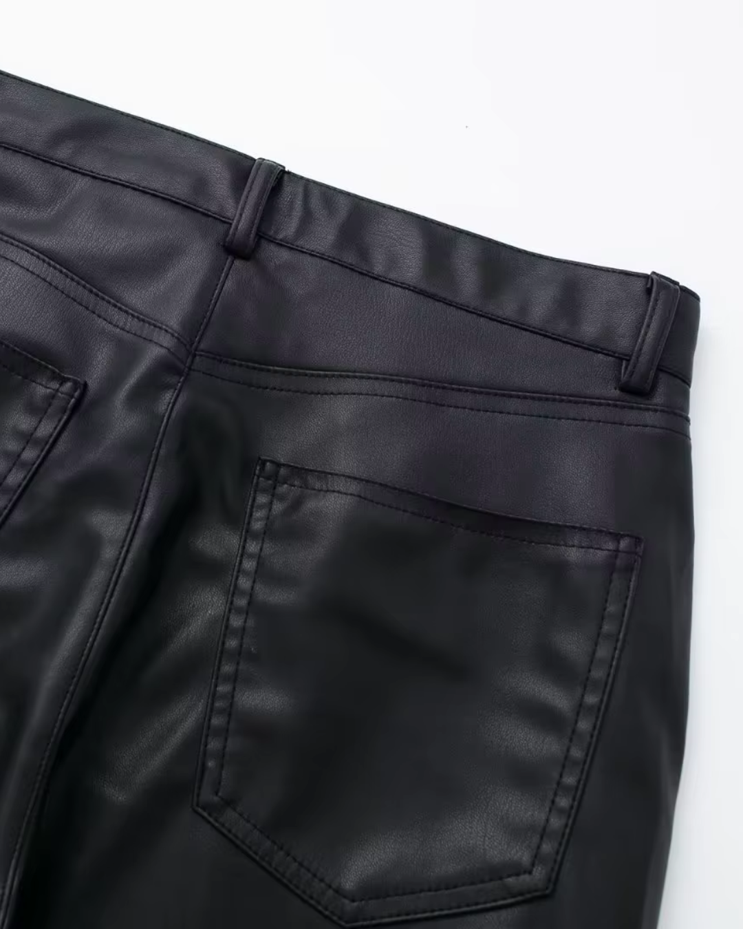 Hoge Taille Kunstleren Broek met Wijde Pijpen voor Dames