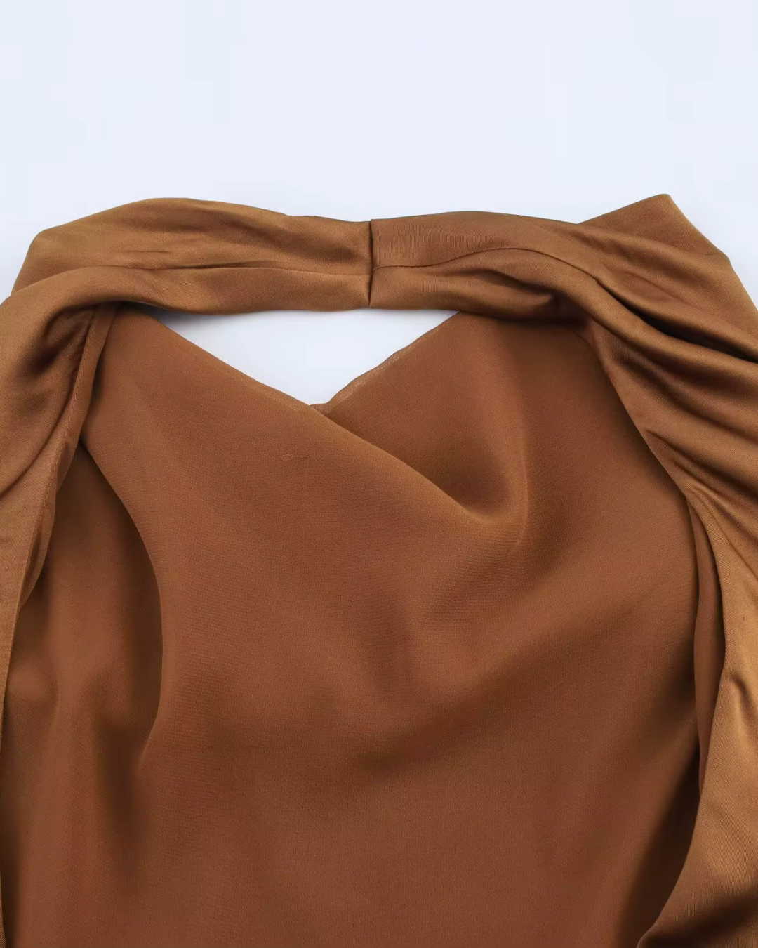 Bruine Satijnen Midi Halterjurk voor Dames