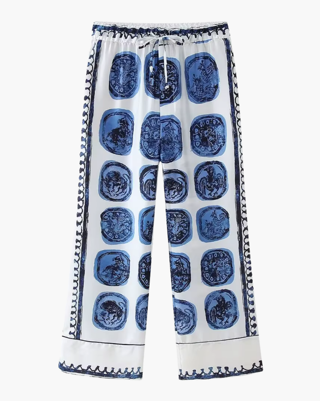 Vintage Casual Dames Pak met Print en Wijde Pijpen voor Dames