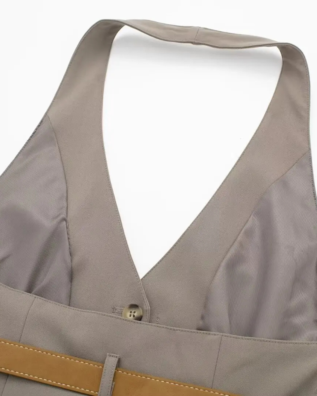 Retro Set met Halter V-Hals Top & Hoge Taille Broek voor Dames