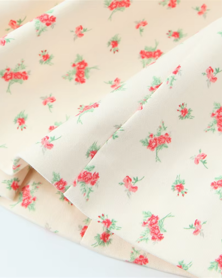 Korte Jurk met Vierkante Kraag en Bloemenprint voor Dames