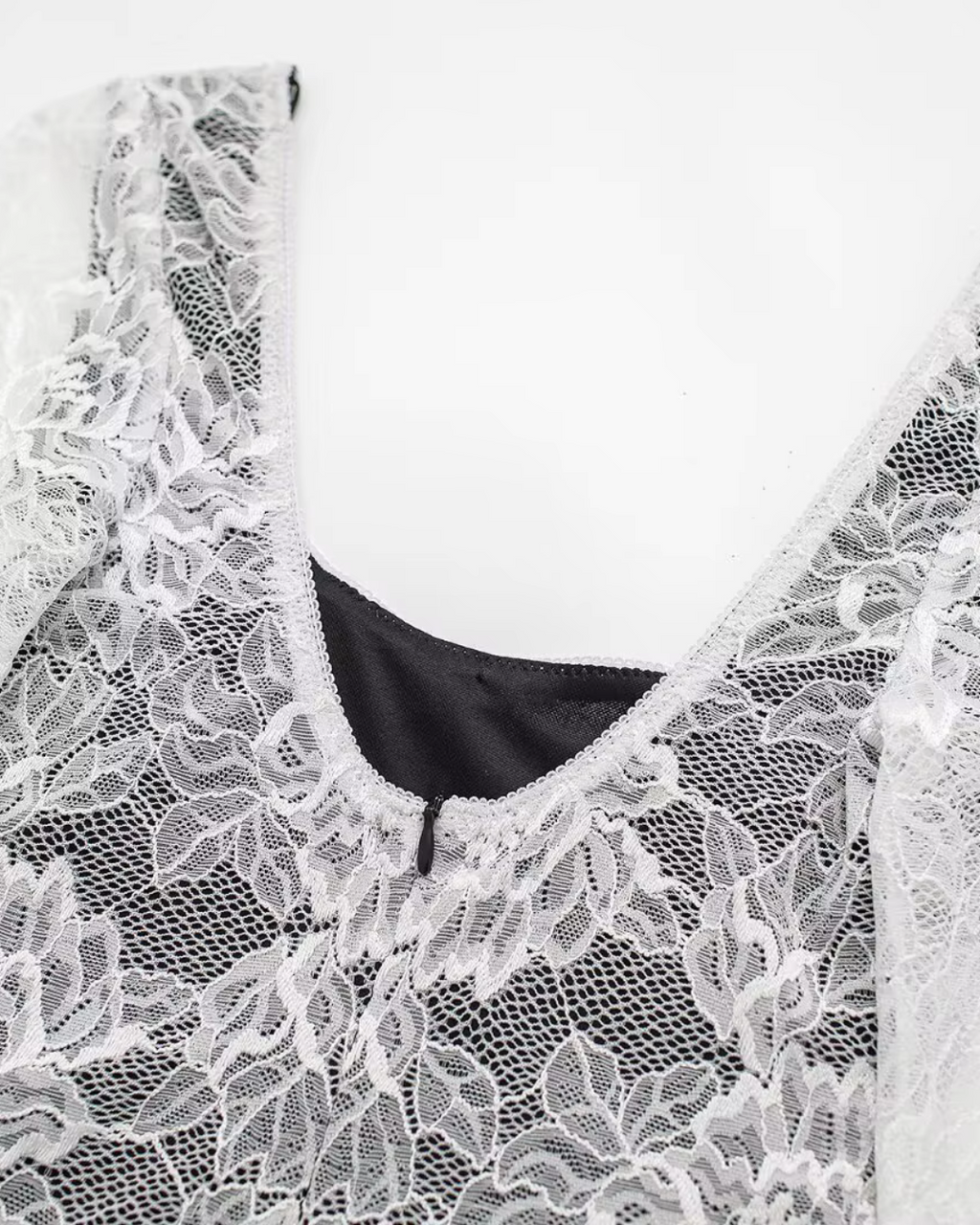 Kanten Mini-jurk met Vierkante Hals en Strikje voor Dames