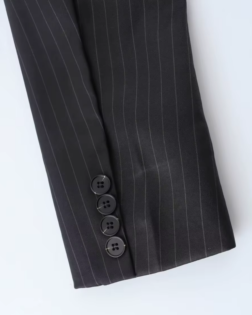 Gestreepte Zwarte Tweedelige Blazer en Broek Set voor Dames