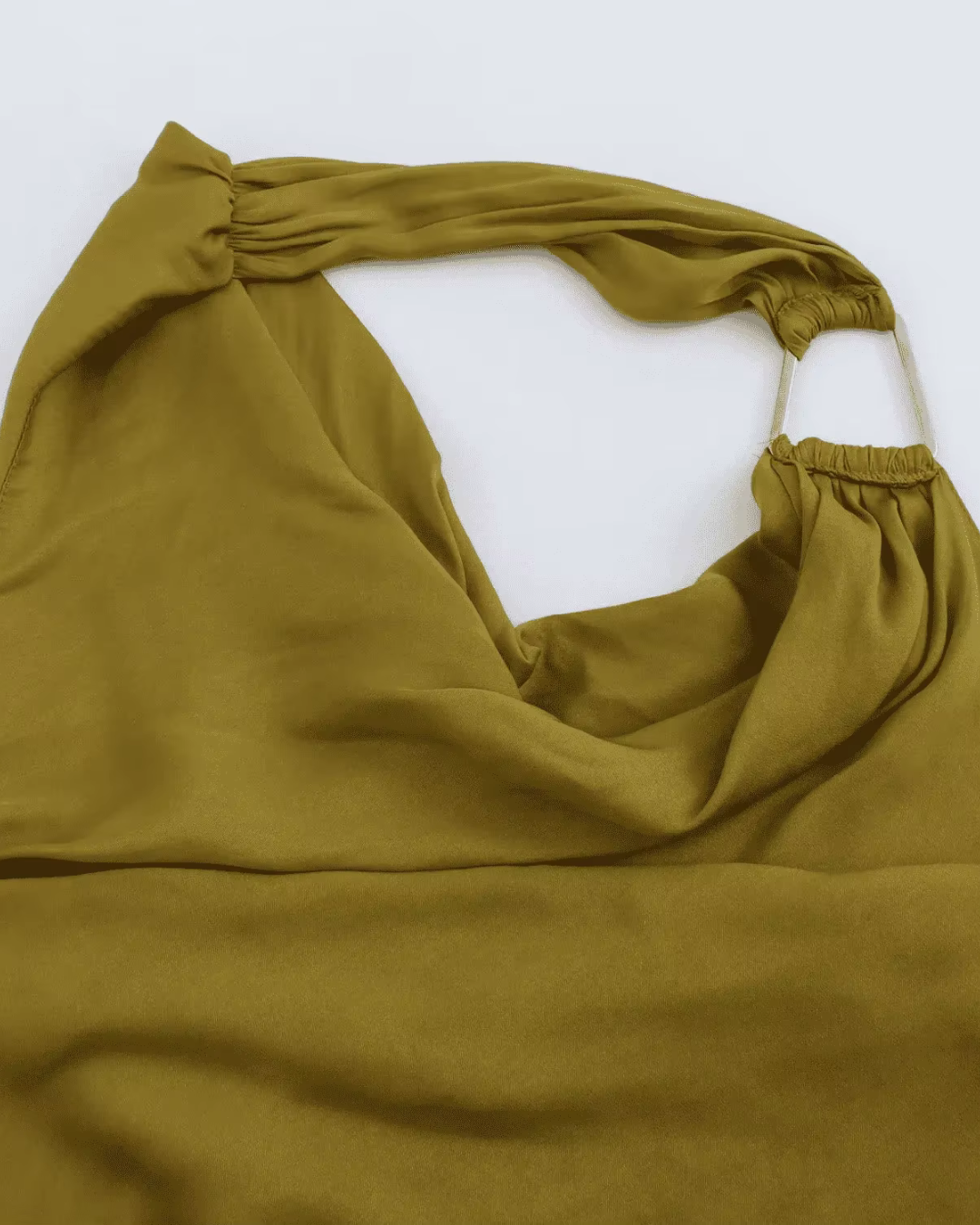 Off-Shoulder Satijnen Midi Jurk met Open Rug voor Dames