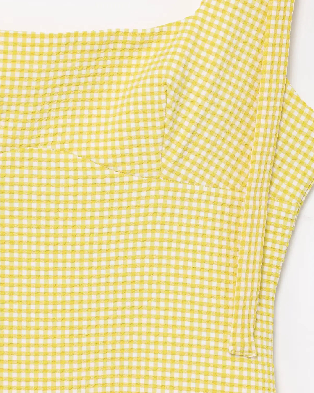 Gele Geruite Jurk met Vierkante Hals, Open Rug & Strikdetail voor Dames