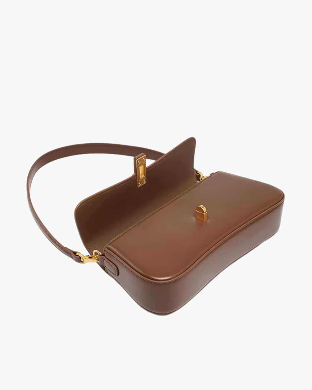 Bruine Leren Schoudertas voor Dames