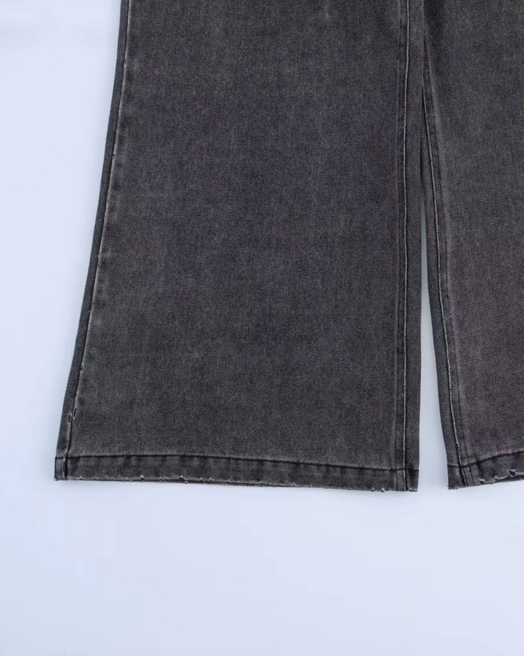 Oversized Zwarte Denim Tweedelige Set voor Dames