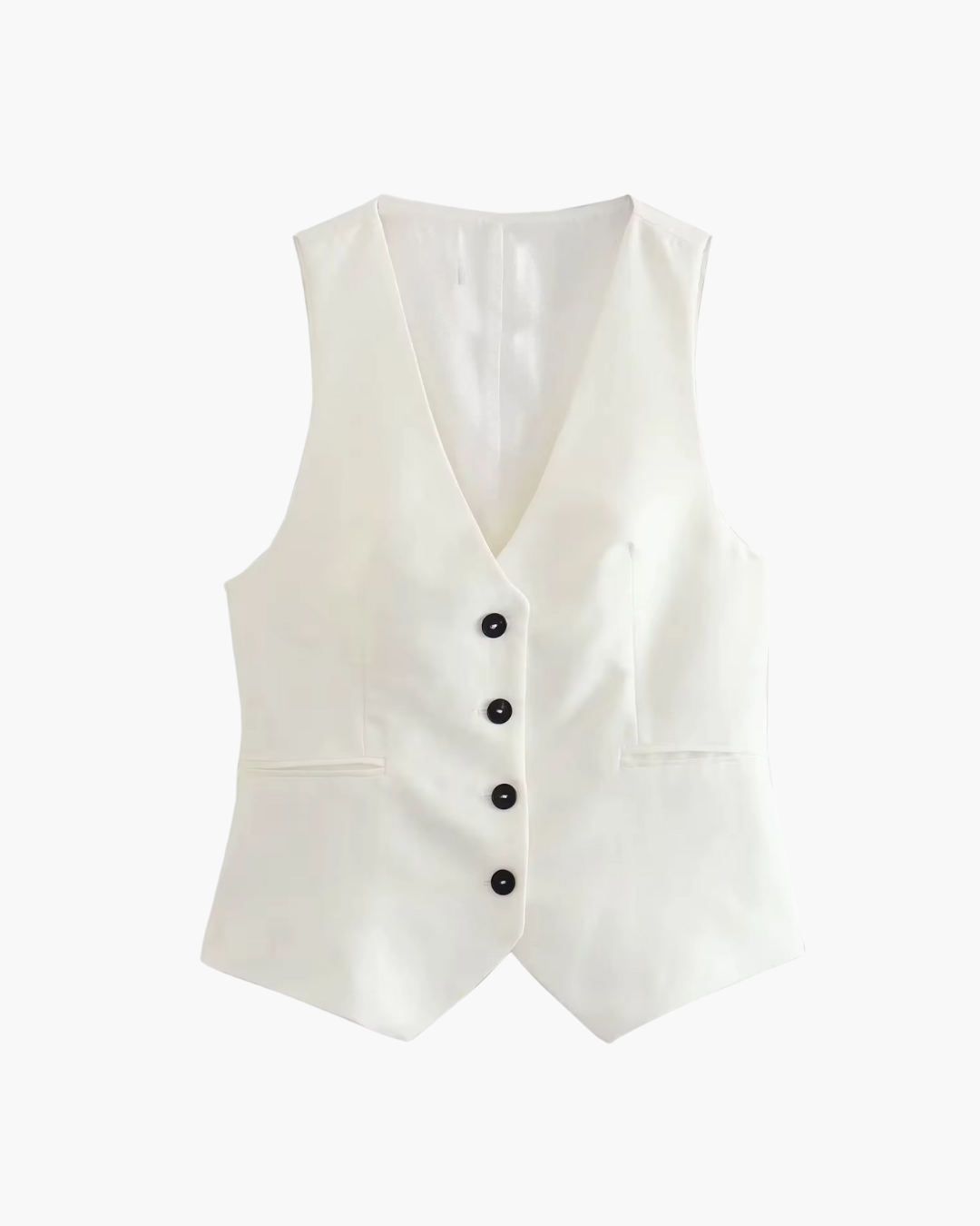 Vintage Luxe Witte Blazer, Gilet en Broek set voor Dames