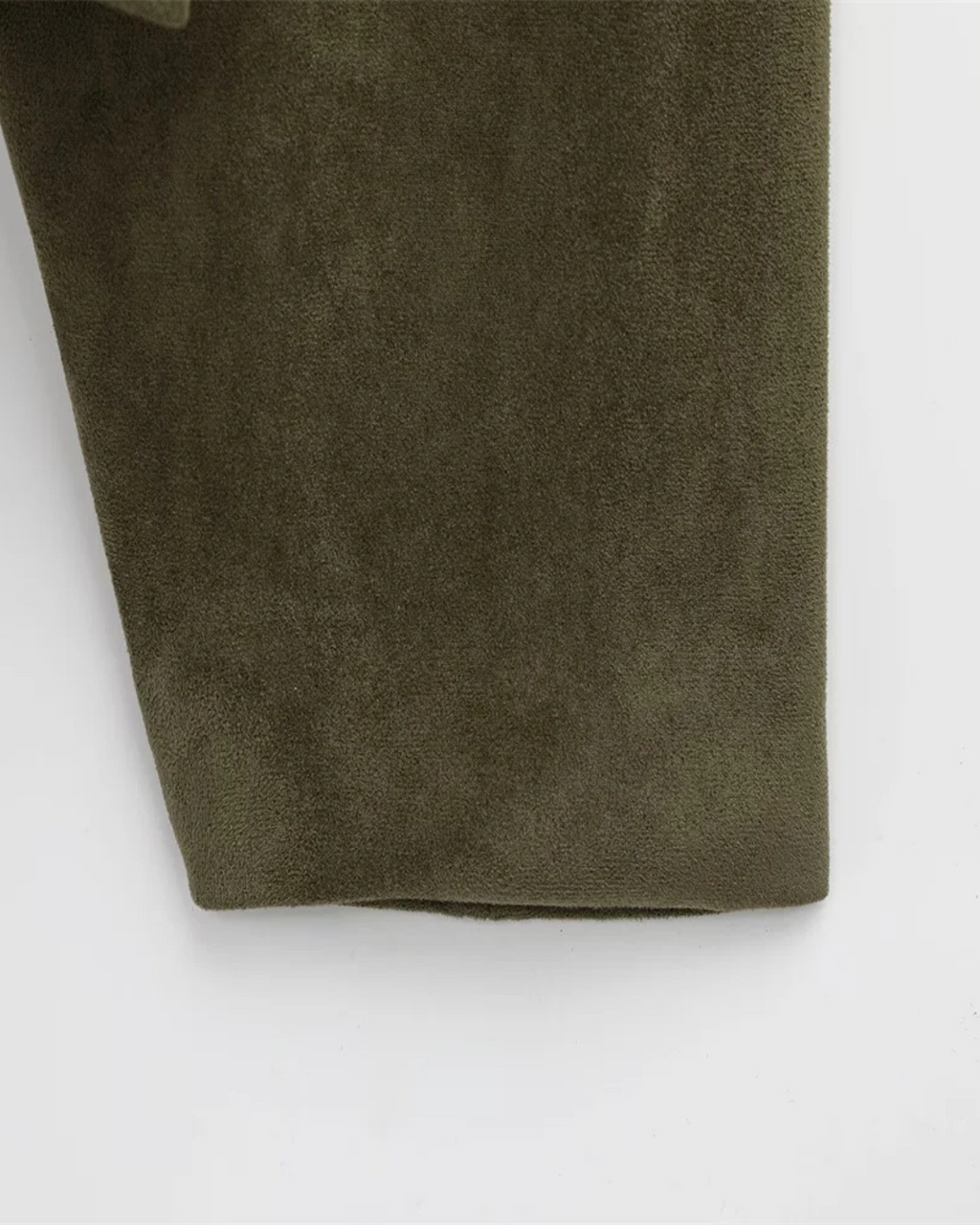 Stijlvolle Olijfgroen Faux Suede Jas met Kraag voor Dames