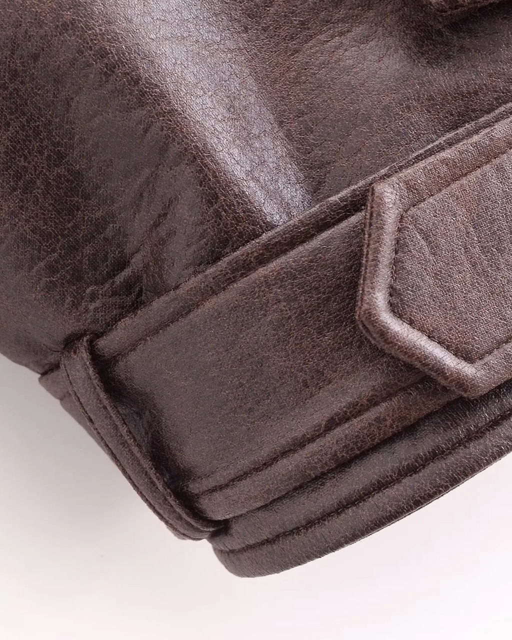 Cropped Kunstleren Jas met Riem en Ritsvakken voor Dames