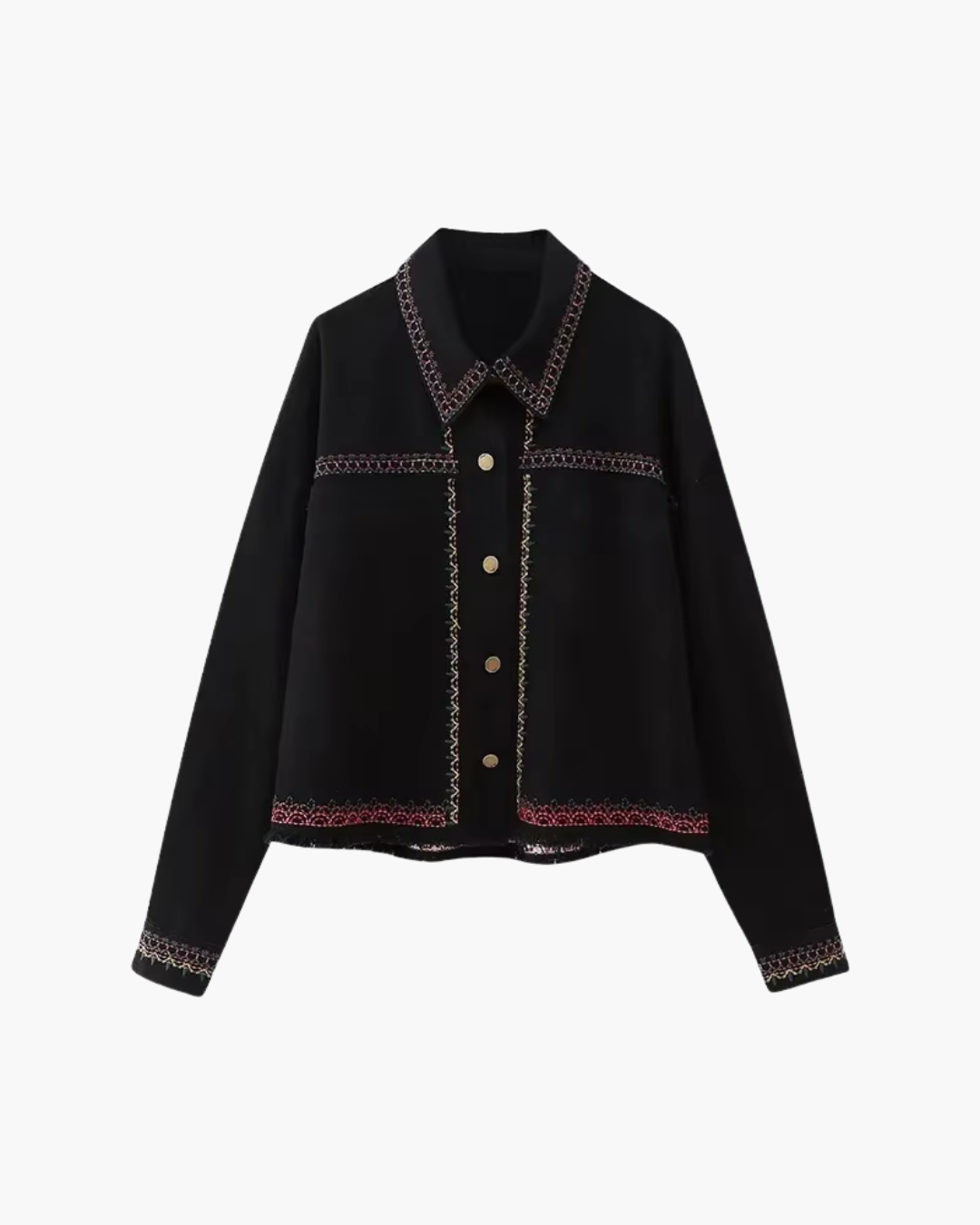 Herfst Mode Vintage Borduurwerk Denim Blouse voor Dames