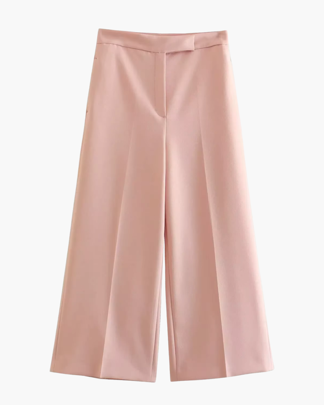 Chique Roze Gilet met Wijde Pantalon Set voor Dames