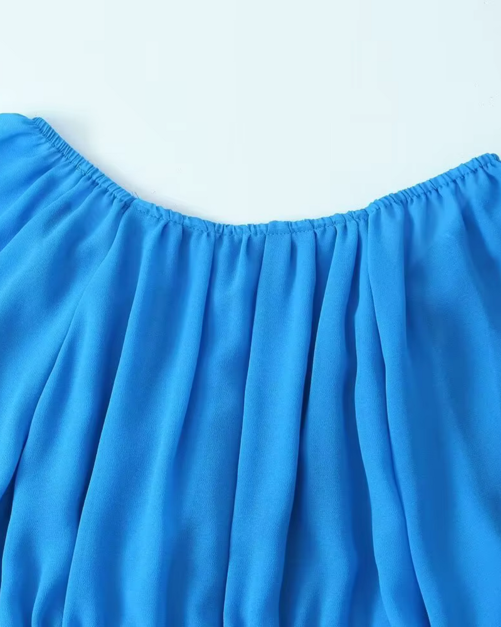 Chiffon V-Hals Jurk met Lantaarnmouwen en Ruches voor Dames