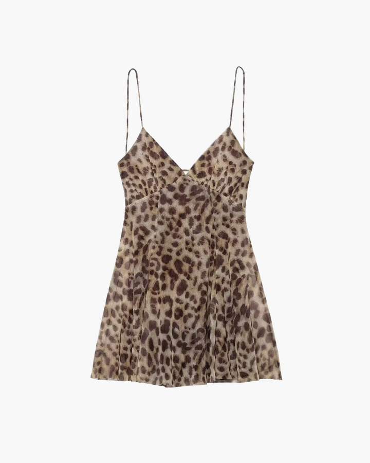Mouwloze Mini-jurk met Print en Open Rug voor Dames
