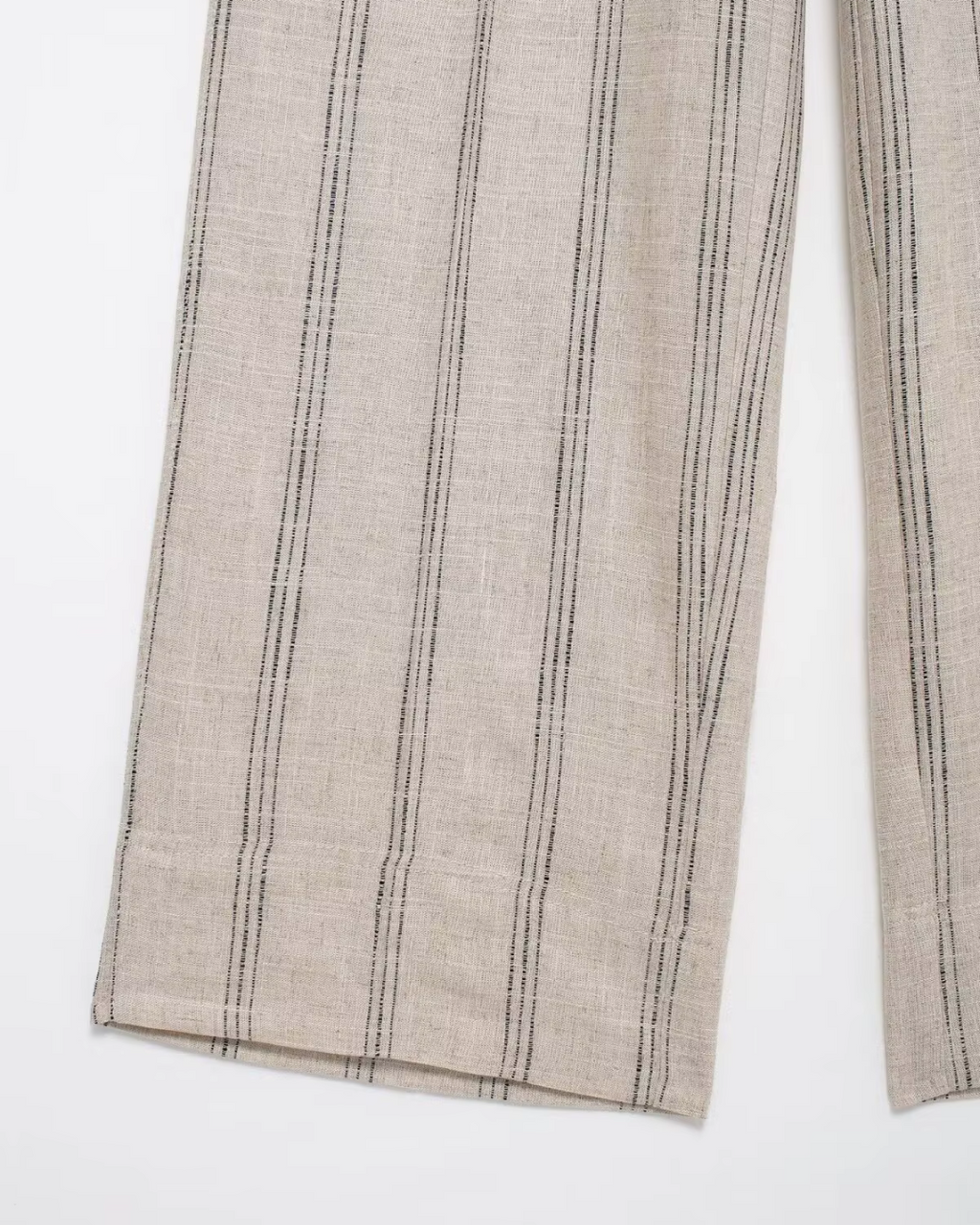 Linnen Beige Luchtige Comfortabele Gestreepte Broek voor Dames