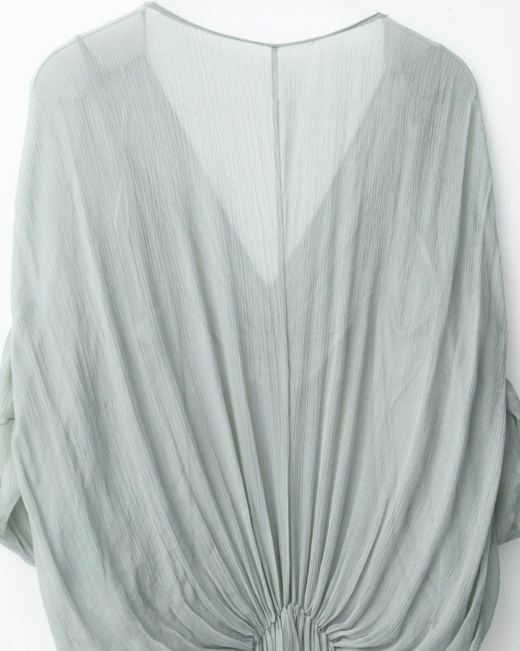 Lange V-hals Zomerjurk met Plooien en Korte Mouw voor Dames