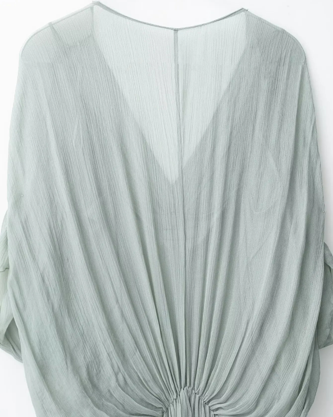 Lange V-hals Zomerjurk met Plooien en Korte Mouw voor Dames