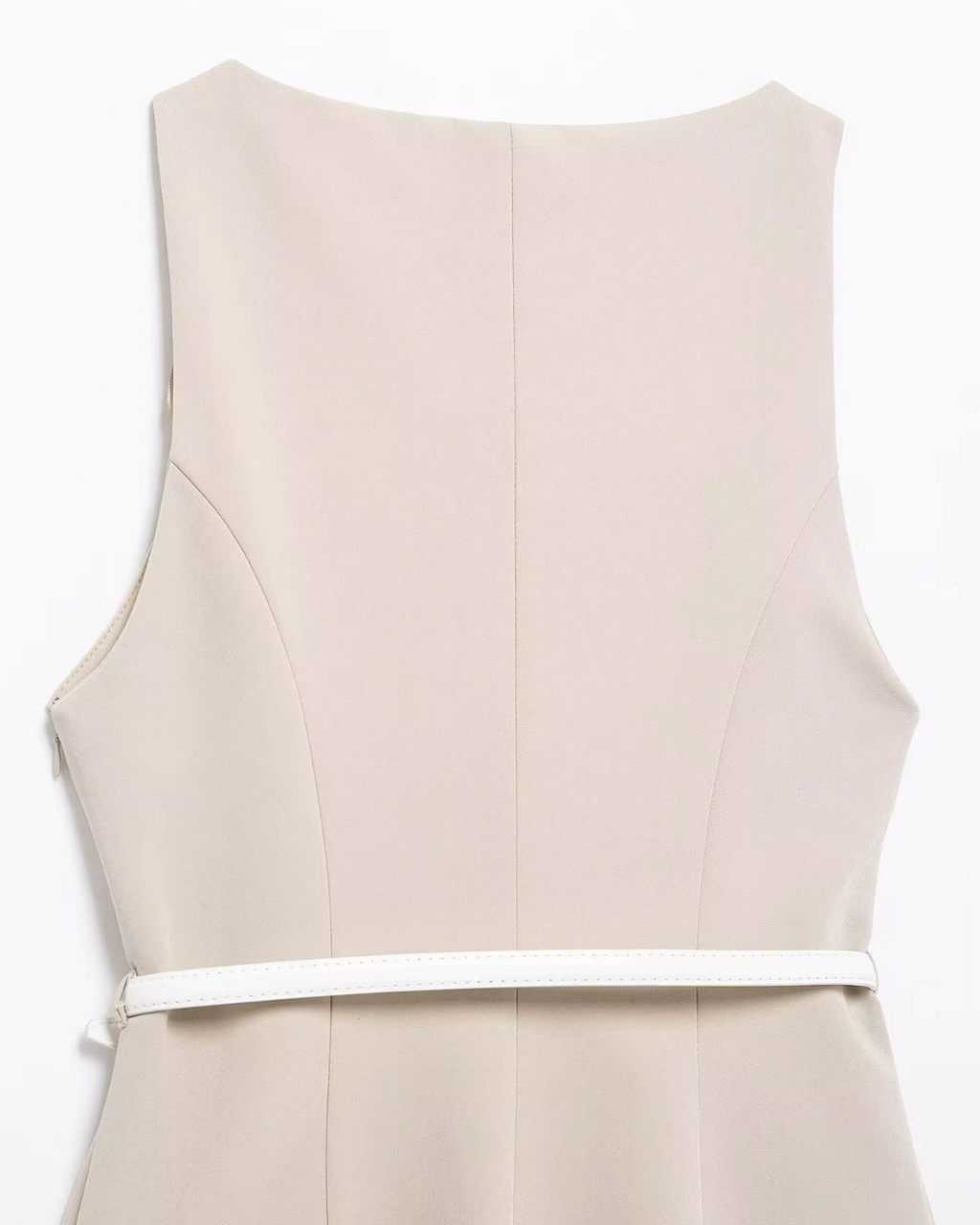 Elegante Mouwloze Mini Jurk met Riem en O-Hals voor Dames