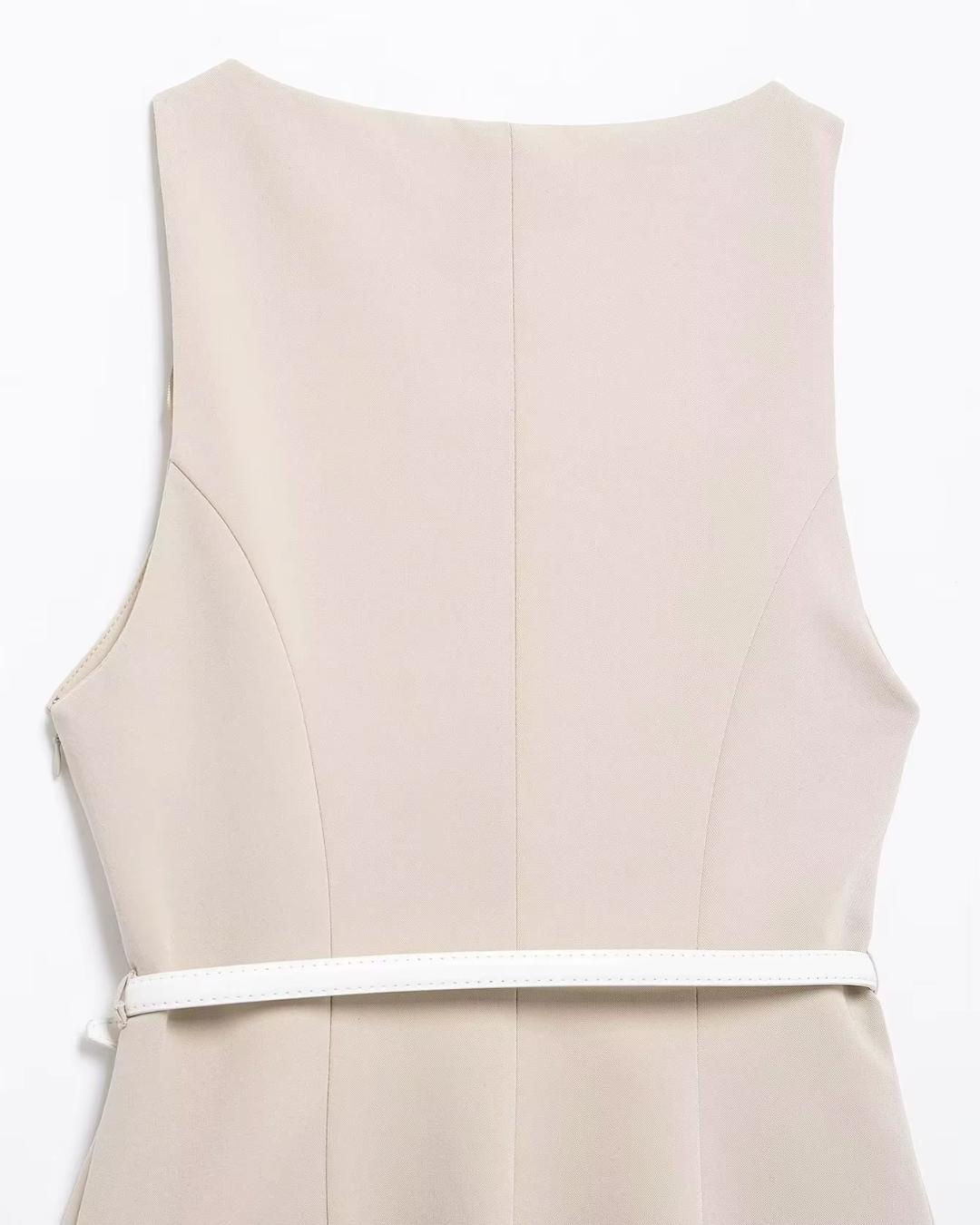 Elegante Mouwloze Mini Jurk met Riem en O-Hals voor Dames