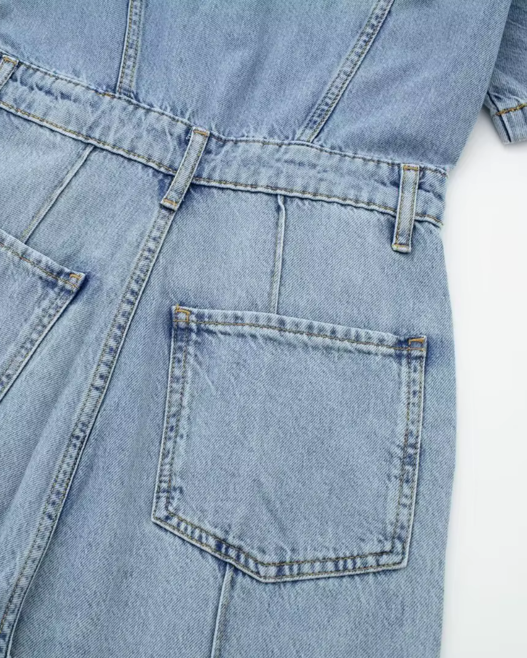 Vintage Blauwe Denim Jumpsuit met Ritssluiting voor Dames