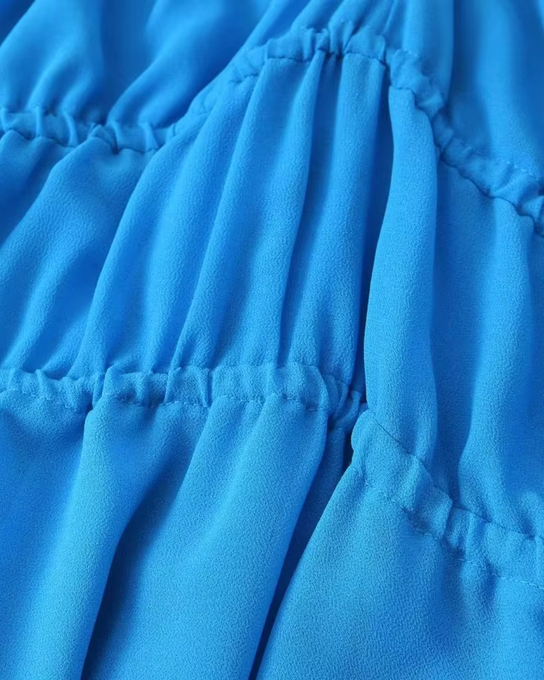 Chiffon V-Hals Jurk met Lantaarnmouwen en Ruches voor Dames