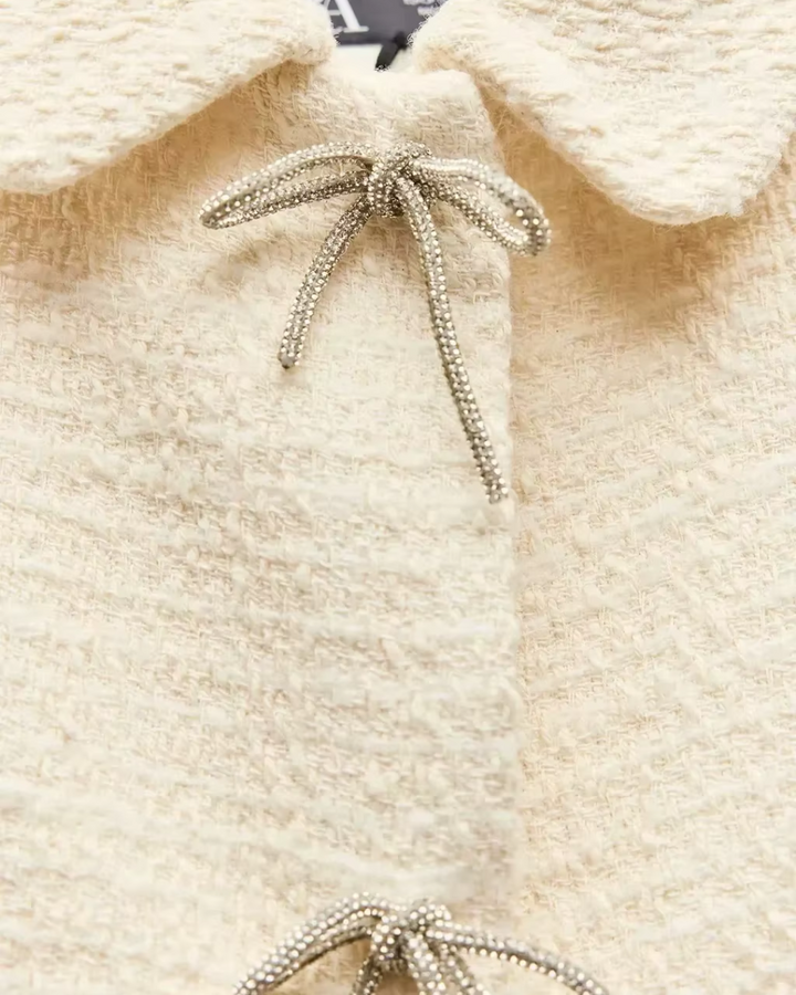 Vintage Effen Herfstjas met Strikjes en Knopen voor Dames