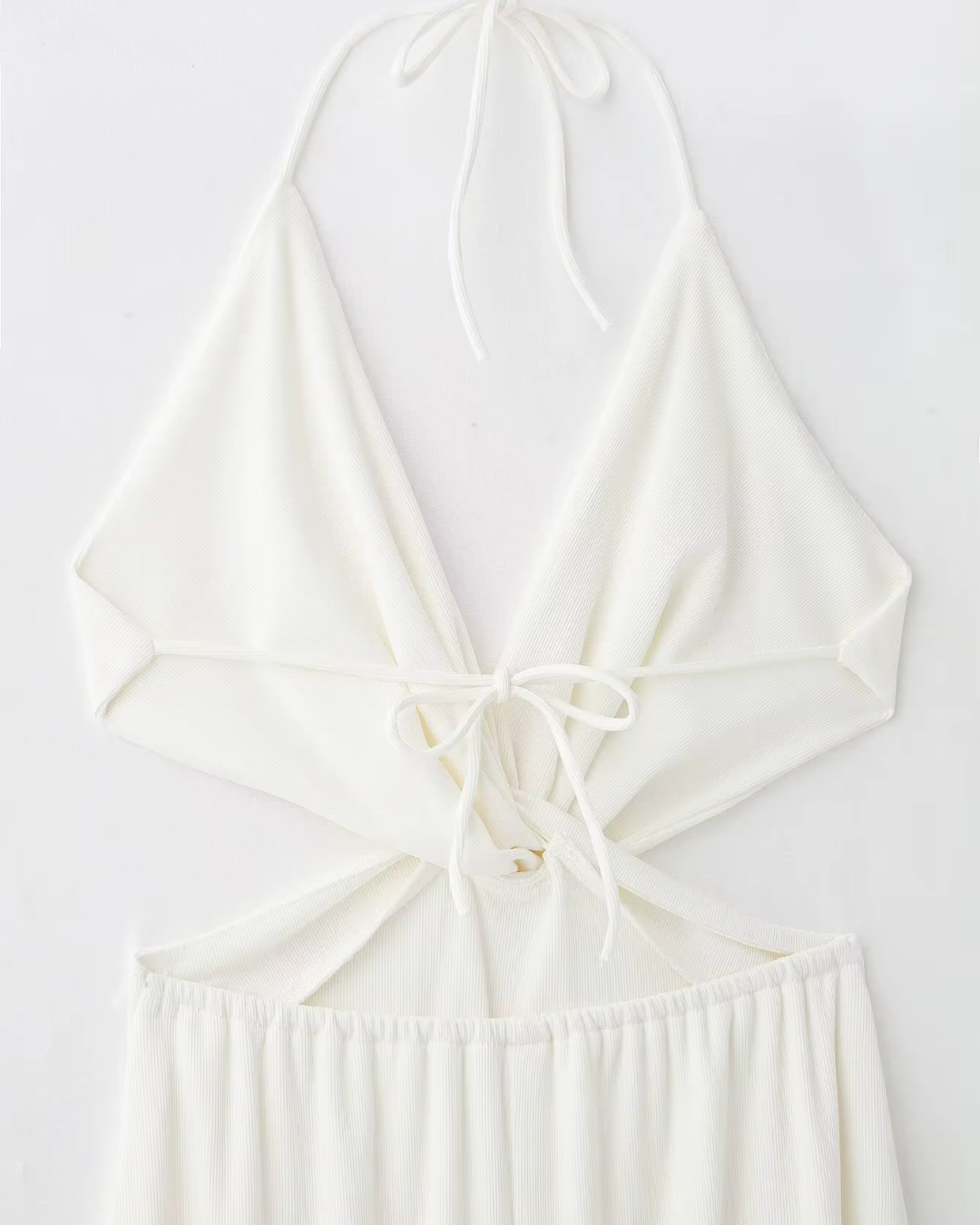 Lange Zomerjurk met Kant Diepe V-Hals en Open Rug voor Dames