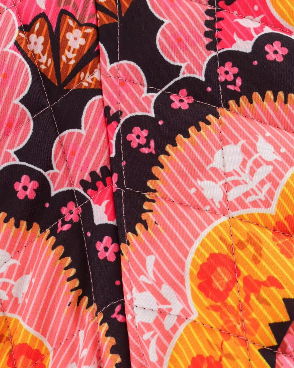 Vintage Lamswool Winterjas met Retro Print voor Dames